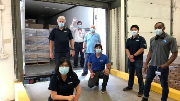 ASML Wilton employees deliver masks to Nuvance Health on June 24, 2020. ASML Wilton employees deliver masks to Nuvance Health on June 24, 2020.