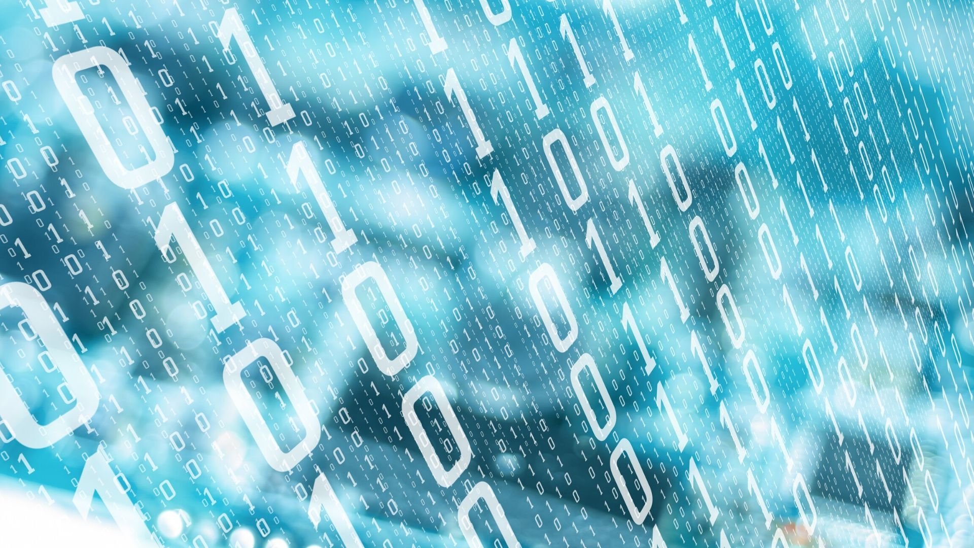 Lines of binary code algorithms on a blue background. Lines of binary code algorithms on a blue background.