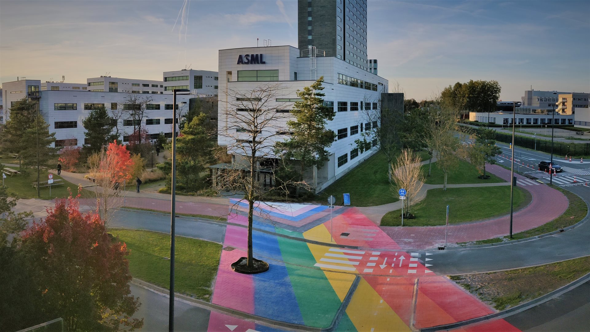 ASML campus 2021_progress flag crossing Proud: the story of ASML’s LGBTQIA+ employee network