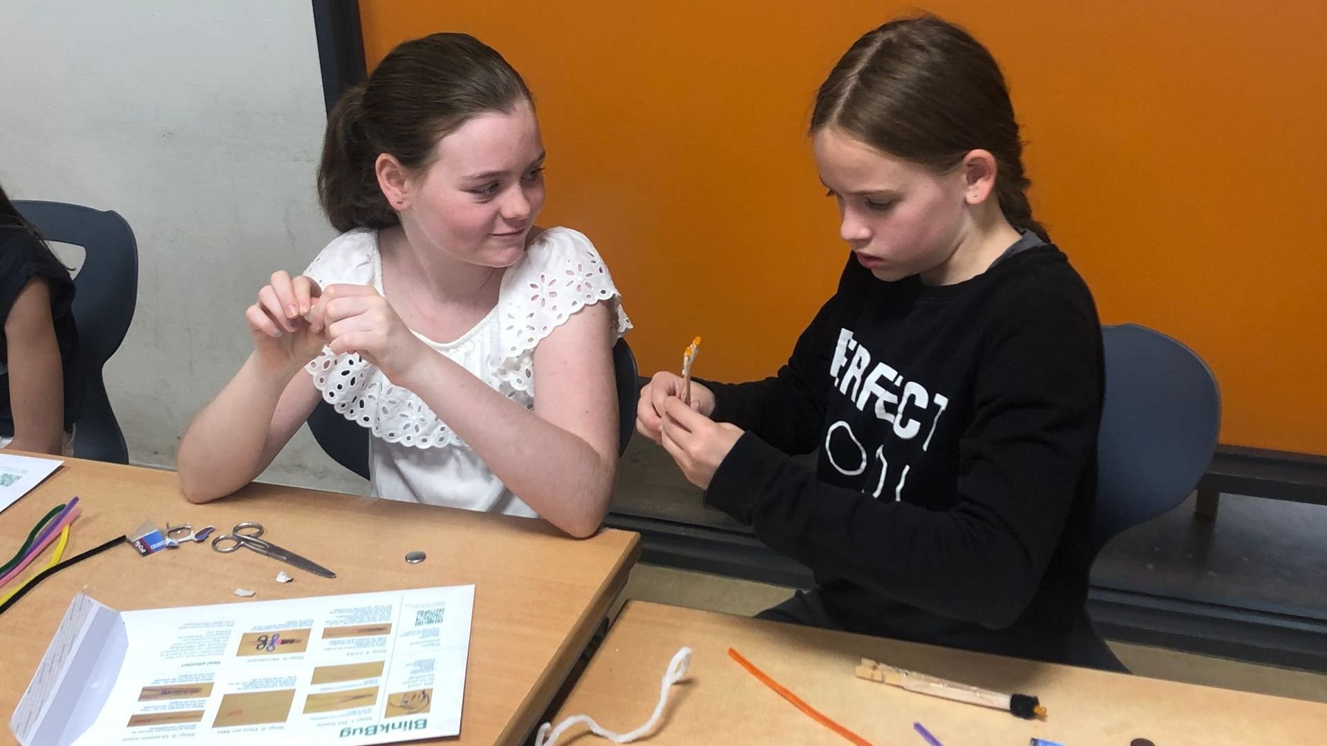 two students work together to make a BlinkBug STEM challenge two students work together to make a BlinkBug STEM challenge